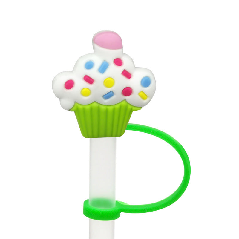 Wholesale 10pcs/pack Straw Cap Flower Fruit Straw Cover Silicone Dust Plug Party Straw